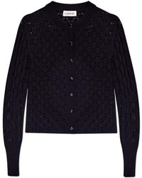 Lanvin - Button-up Openwork Knitted Cardigan - Lyst