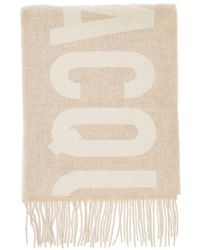Jacquemus - Lecharpe Beige Scarf With Contrasting Logo In Wool - Lyst