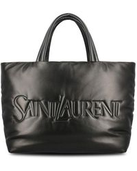 Saint Laurent - Logo Debossed Large Tote Bag - Lyst