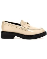 Twin Set - Logo Plaque Studded Loafers - Lyst