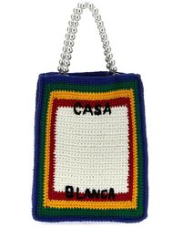 CASABLANCA Casa Crochet Logo-knit Cotton Tote Bag in Blue | Lyst