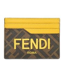 Fendi - Leather And Ff Fabric Card Case - Lyst