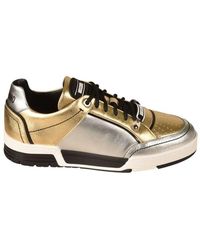 Moschino - Metalic Effect Lace-up Sneakers - Lyst