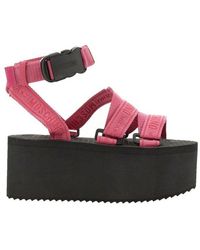 Moschino - Logo Tape Platform Sandals - Lyst