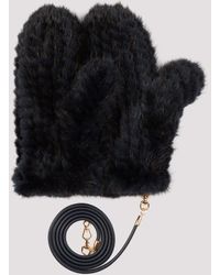 Max Mara Nevada Fur Gloves - Blue