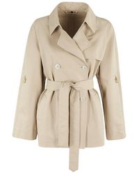 Fay - Double-Breasted Belted Trench Coat - Lyst