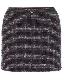 Valentino - Vlogo Plaque Tweed Mini Skirt - Lyst