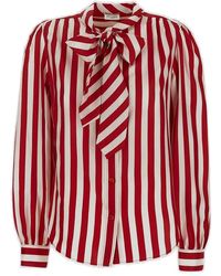 Saint Laurent Striped Long-sleeved Shirt - Red