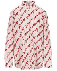 Balenciaga - Allover Logo Print Long-sleeved Shirt - Lyst
