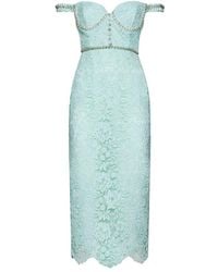 Self-Portrait - Self Portrait Midi Dress In Floral Lace With Crystals - Lyst