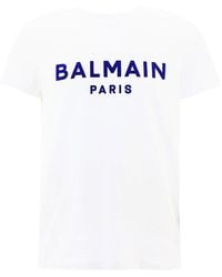 Balmain - Flocked Logo Crewneck T-shirt - Lyst