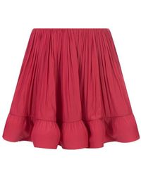Lanvin - Watermelon Charmeuse Skirt With Ruffles - Lyst