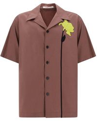 Valentino - Flower-appliqué Straight Hem Bowling Shirt - Lyst