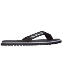 DSquared² Men's Rubber Flip Flops Sandals Carioca - Black