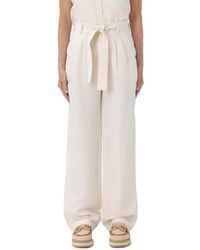 Woolrich - Belted Straight Leg Pleated Trousers - Lyst