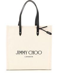 Jimmy Choo Leather Varenne Logo-emblem Tote Bag in Black - Lyst