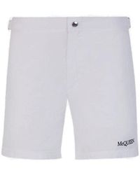 Alexander McQueen - Logo Embroidered Bermuda Shorts - Lyst