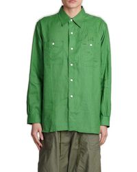Needles - Logo Embroidered Buttoned Shirt - Lyst