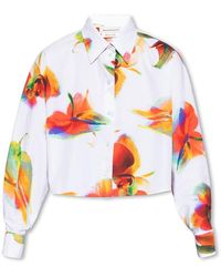 Alexander McQueen - Cropped Shirt With Floral Motif - Lyst