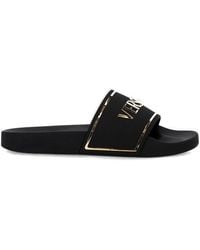 Versace - Logo-Printed Open-Toe Slippers - Lyst