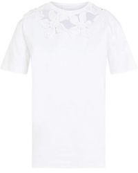 Valentino - Floral-appliqué Crewneck T-shirt - Lyst