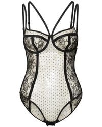 Dolce & Gabbana - Black Viscose Blend Underwear Bodysuit - Lyst