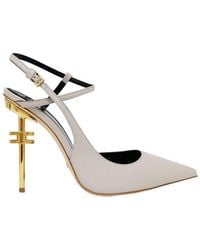 Elisabetta Franchi - Logoed Heel Slingback Pumps - Lyst