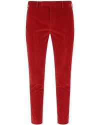 PT01 Mid-rise Cropped Velvet Pants - Red