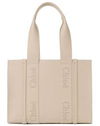 Chloé - Woody Logo Embroidered Medium Tote Bag - Lyst