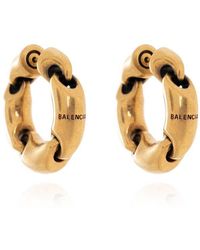Balenciaga - Brass Earrings With Logo, - Lyst