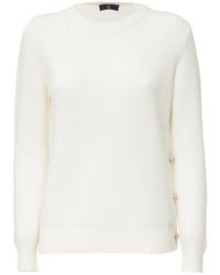 Fay - Buttom Detailed Crewneck Sweater - Lyst