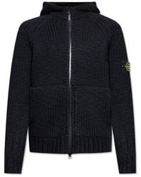 Stone Island - Compass-patch Chunky-knitted Zipped Cardigan - Lyst