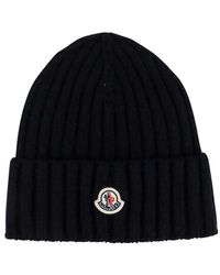 Moncler - Wool Beanie With Logo Patch - Lyst