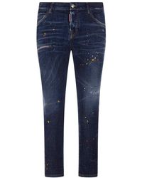 DSquared² - Paint Splatter Printed Cropped Jeans - Lyst