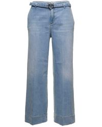 Pinko - Woman's Peggy Denim Jeans With Belt - Lyst