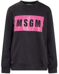 MSGM - Logo Printed Long-sleeved Sweatshirt - Lyst