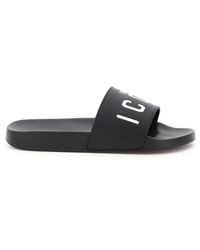 DSquared² Icon Print Sandals - Black