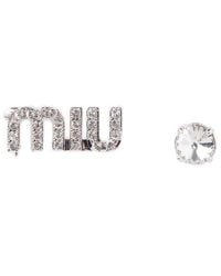 Miu Miu Crystal Embellished Earrings - Metallic