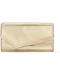 Jimmy Choo - 'emmie' Gold-colored Handbag With Magnetic Fastening In Mirror Fabric - Lyst