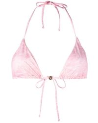 Versace - Barocco Print Triangle Bikini Top - Lyst
