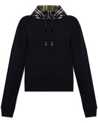 Burberry - Check Hooded Knitted Jumper - Lyst