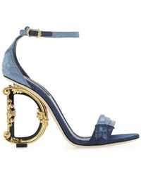 Dolce & Gabbana Dg Heel Denim Sandals - Blue