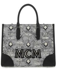 MCM Visetos Jacquard Top Handle Bag - Grey