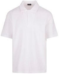 Zegna - Toggle-Fastened Short Sleeved Knitted Polo Shirt - Lyst