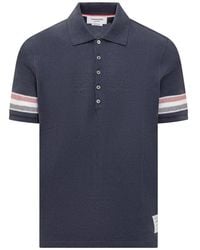 Thom Browne - Short Sleeve Cotton Polo Shirt - Lyst