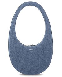 Coperni Swipe Logo Printed Denim Shoulder Bag - Blue