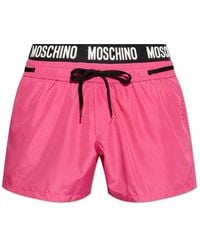 Moschino - Logo Waistband Drawstring Swim Shorts - Lyst
