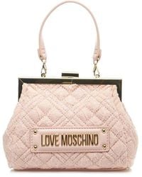 Love Moschino - Lace Detailed Logo Lettering Tote Bag - Lyst