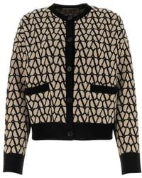 Valentino - All-over Logo Patterned Buttoned Cardigan - Lyst