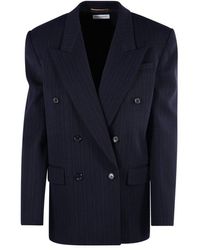 Saint Laurent - Double-breasted Striped Blazer - Lyst
